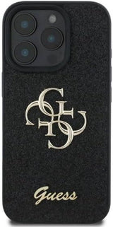 Guess PU Fixed Glitter 4G Metal Logo Case for iphone  16 Pro 6.3" Black - GUHCP16LHG4SGK
