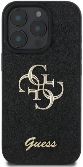 Guess PU Fixed Glitter 4G Metal Logo Case for iphone  16 Pro 6.3" Black - GUHCP16LHG4SGK
