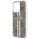 Guess IMG 4G Gold Stripe Hard Case for iphone 15 Pro Max 6.7" Brown - GUHCP15XH4PSEGW