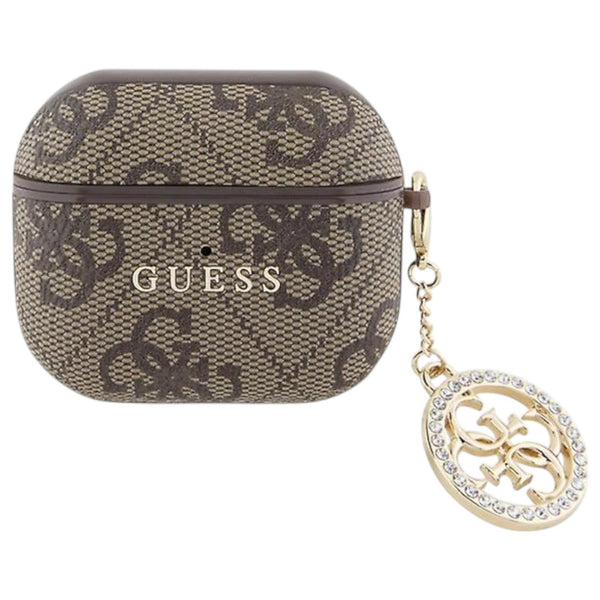 Guess PC/PU 4G Script Charm Case for Airpods 3 Brown - GUA3P4E4CDW