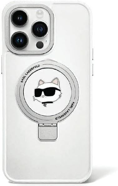 Karl Lagerfeld Choupette Head with MagSafe & Ring Stand for iphone 15 Pro 6.1" Transparent - KLHMP15LHMRSCHH