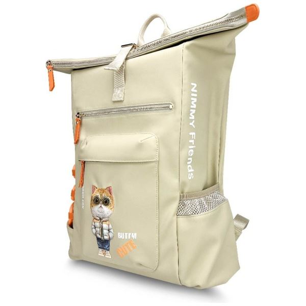 Nimmy Glasses Cool Cat Laptop Backpack Khaki - N-KM-DNBB-05