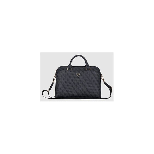 Guess 4G Triangle Logo Zipper Pocket 15" Laptop Bag Black - GUCB15P4DPTK