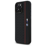 BMW M Series Silicone Hexagon Red Line Case with MagSafe for iPhone 16 Pro Max 6.9" Black - BMHMP16X23SHER