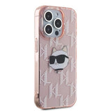 Karl Lagerfeld IML Choupette Head & Monogram Case for iPhone 15 Pro Max 6.7" Pink - KLHCP15XHKLPCHP