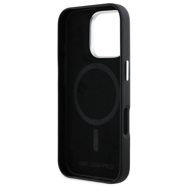 Karl Lagerfeld FW Metal Plate Case with MagSafe for iPhone 16 Pro Max 6.9" Black - KLHMP16XPGMSRPK