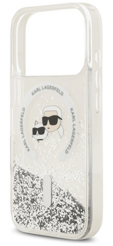 Karl Lagerfeld Liquid Glitter Karl & Choupette Heads Case with MagSafe for iPhone 17/18 Pro 6.3" Clear - KLHMP18LLGKCSGH