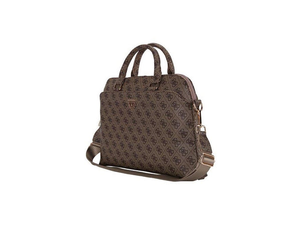 Guess 4G Triangle Logo Zipper Pocket 15" Laptop Bag Brown - GUCB15P4DPTW