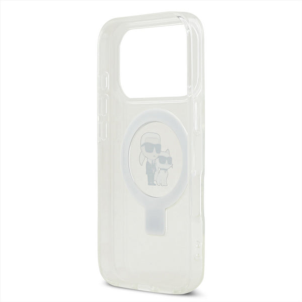 Karl Lagerfeld Ring Stand Karl and Choupette Case with MagSafe for iPhone 17 Pro 6.3" Clear - KLHMP17LHMRSKCH