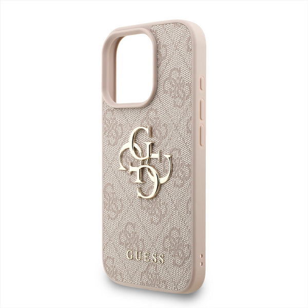 Guess PU 4G Metal Logo and Pearl Strap Case with MagSafe for iPhone 16 Pro Max 6.9" Pink - GUHCP16XP4GMGSP
