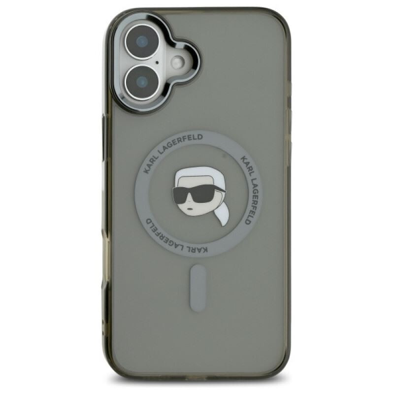 Karl Lagerfeld IML Metal Karl Head Case with MagSafe for iPhone 16 6.1" Black - KLHMP16SHLSKIK