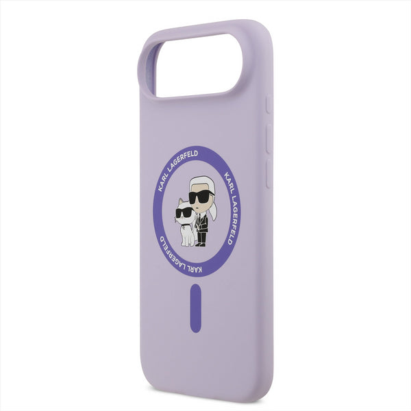 Karl Lagerfeld Liquid Silicone Karl and Choupette Case with MagSafe for iPhone 17 Air 6.5" Purple - KLHMP17MSCMKCRHU