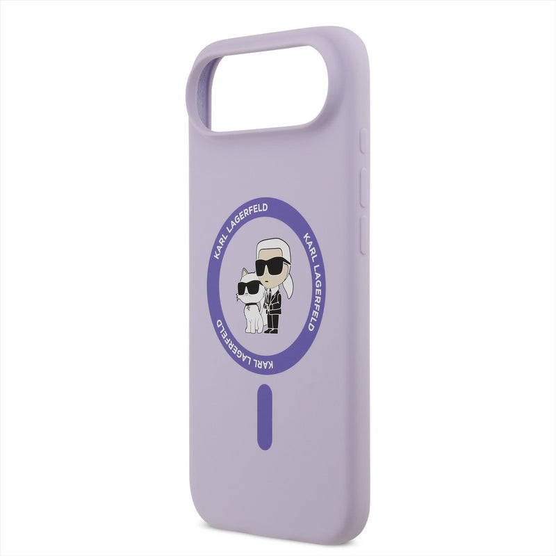 Karl Lagerfeld Liquid Silicone Karl and Choupette Case with MagSafe for iPhone 17 Air 6.5" Purple - KLHMP17MSCMKCRHU