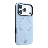 Mercedes Leather 3D MagSafe Case for iPhone 17/18 Pro 6.3" Blue - MEHMP18L25PEMMOB