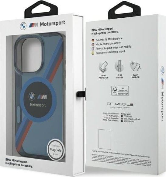 BMW Motosport IML Circle Case with MagSafe for iPhone 16 Pro 6.3" Blue - BMHMP16L23HTPUV