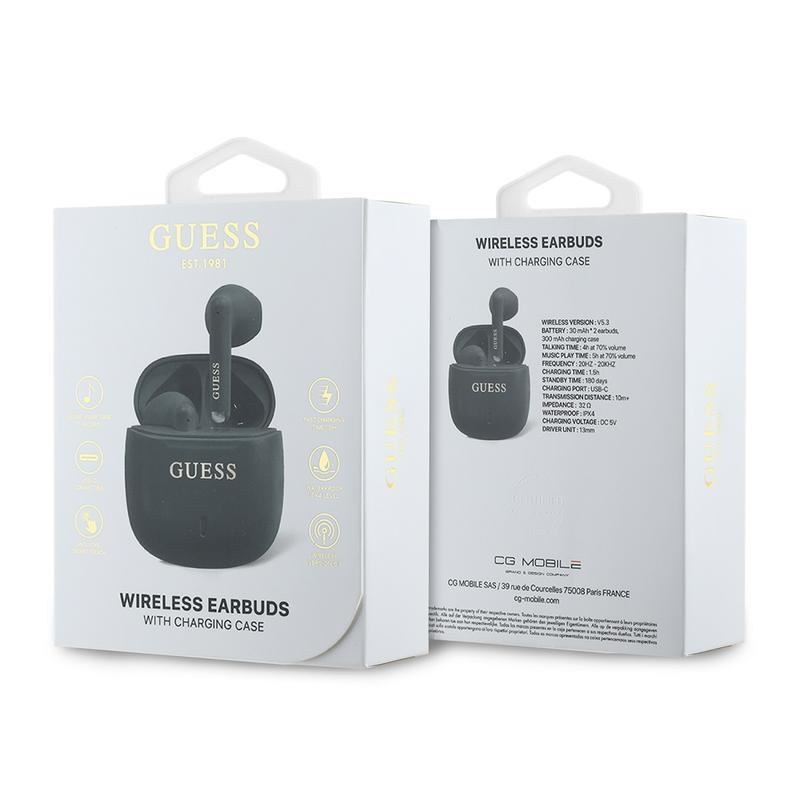 Guess Printed Classic Logo TWS Wireless Earphones Black- GUTWSJ14ESGK