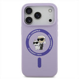 Karl Lagerfeld Liquid Silicone Karl and Choupette with MagSafe Case for iPhone 17 Pro 6.3" Purple - KLHMP17LSCMKCRHU