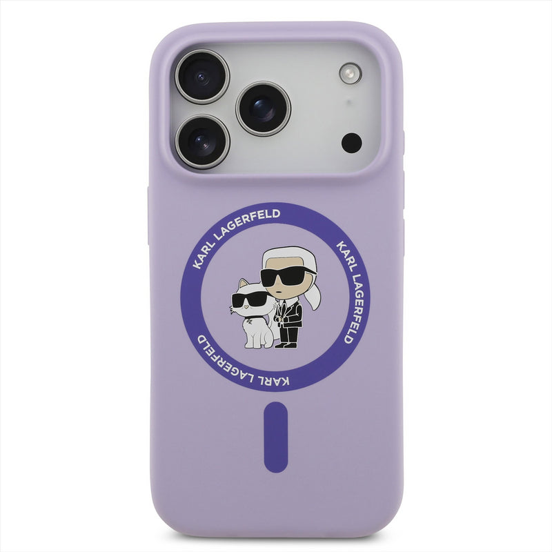 Karl Lagerfeld Liquid Silicone Karl and Choupette with MagSafe Case for iPhone 17 Pro 6.3" Purple - KLHMP17LSCMKCRHU