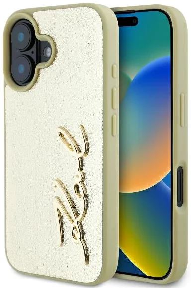 Karl Lagerfeld Metal Signature Case for iPhone 16 6.1" Gold - KLHCP16SPFMFBKMD