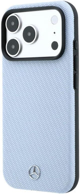Mercedes Leather Semi Wrap Wood Effect Case with MagSafe for iPhone 17/18 Pro 6.3" Blue - MEHMP18L25PFWWPB