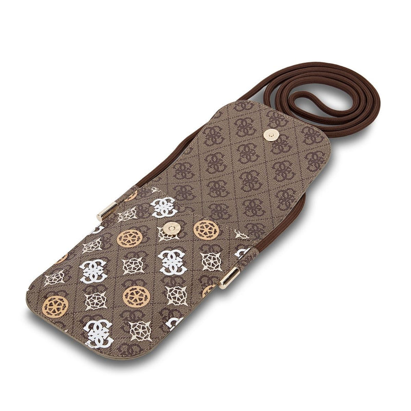 Guess PU 4G Peony Multicolour Universal Phone Pouch with Strap and Card Slot Brown - GUOWBP4PEWPW