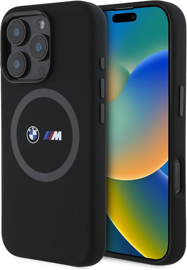 BMW M Series Silicone Printed Ring Case with MagSafe for iPhone 16 Pro Max 6.9" Black - BMHMP16X23SROK