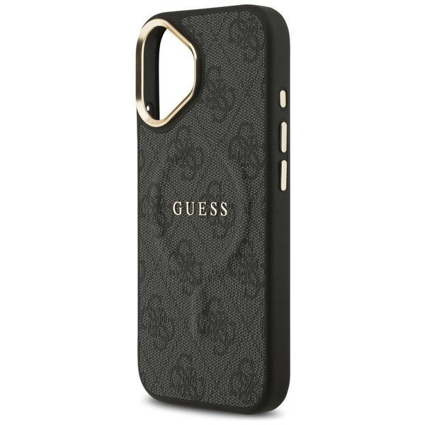 Guess PU Leather 4G Gold Frame Case with MagSafe for iPhone 17 6.3" Black -GUHMP17SP4MSEGCK