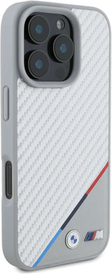 BMW M Carbon Tricolor Line Case with MagSafe for iPhone 16 Pro 6.3" Grey - BMHMP16L23PUDTS