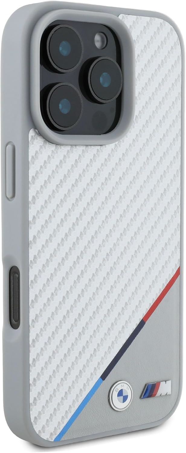 BMW M Carbon Tricolor Line Case with MagSafe for iPhone 16 Pro 6.3" Grey - BMHMP16L23PUDTS