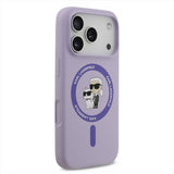 Karl Lagerfeld Liquid Silicone Karl and Choupette with MagSafe Case for iPhone 17 Pro 6.3" Purple - KLHMP17LSCMKCRHU