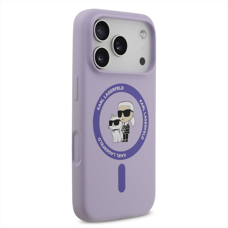 Karl Lagerfeld Liquid Silicone Karl and Choupette with MagSafe Case for iPhone 17 Pro 6.3" Purple - KLHMP17LSCMKCRHU