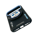 Nimmy Glass Cool Cat Face Case with Detachable MagSafe Grip Stand for iPhone 17 Pro Max 6.9" Black Blue - N-YJKM-CXZJ-IP17-PRO-MAX-03