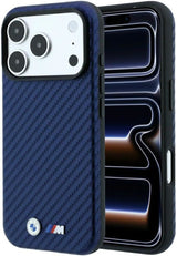 BMW M Carbon Metal Logo Case with MagSafe for iPhone 17/18 Pro Max 6.9" Navy Blue - BMHMP18X26SWPCILV