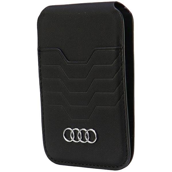 Audi Leather Wallet Card MagSafe Magnetic with Stand Black - AU-MSCH-GT-D3-BK