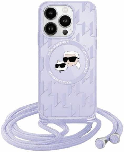 Karl Lagerfeld Karl & Choupette Crossbody Case with MagSafe for iphone 15 Pro Max 6.7" Purple - KLHMP15XHCKCKLCU