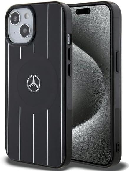 Mercedes Benz Double Layer Crossed Line Case with MagSafe for iphone 15 6.1" Black - MEHMP15S23HRSK