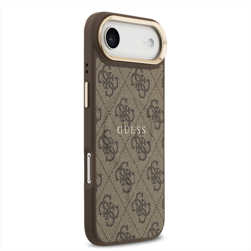 Guess PU Leather 4G Gold Frame Case with MagSafe for iPhone 17 Air 6.5" Brown - GUHMP17MP4MSEGCW