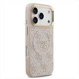 Guess PU Leather 4G Gold Frame Case with MagSafe for iPhone 17 Pro 6.3" Pink - GUHMP17LP4MSEGCW