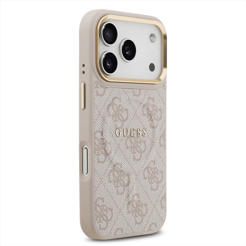 Guess PU Leather 4G Gold Frame Case with MagSafe for iPhone 17 Pro 6.3" Pink - GUHMP17LP4MSEGCW
