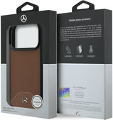 Mercedes Benz Wood Effect and Curve Leather Case with MagSafe for iPhone 17 Pro Max 6.9" Brown - MEHMP17X25PCBPWA