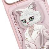 Nimmy White Cat Magnetic Combo Case with Detachable MagSafe Card Holder Stand for iPhone 17 Pro Max 6.9" Pink - N-CXMC-KTZH-IP17-PRO-MAX-04