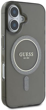 Guess IML Glitter Circle Case with MagSafe for iPhone 16 6.1" Black - GUHMP16SHFGEREK
