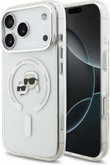 Karl Lagerfeld IML Karl & Choupette Head Metal Frame Case with MagSafe for iPhone 17/18 Pro 6.3" Clear - KLHMP18LHLSKCH