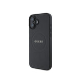 Guess Grained Gold Ring Case with MagSafe for iPhone 16 6.1" Black - GUHMP16SPGHSMMK