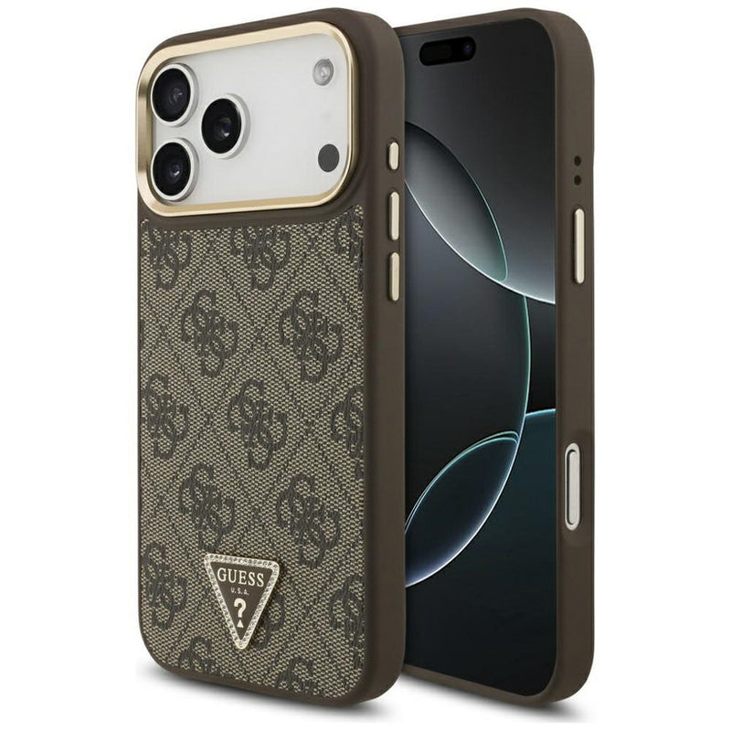 Guess 4G Triangle Logo Case with MagSafe for iPhone 17 Pro 6.3" Brown Gold - GUHMP17LP4GTDGMW