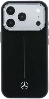 Mercedes Leather Semi Wrap Iconic Line Case with MagSafe for iPhone 17/18 Pro Max 6.9" Black - MEHMP18X25PFWSTK