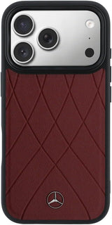Mercedes Benz Crossed Lines Leather Case with MagSafe for iPhone 17 Pro Max 6.9" Red - MEHMP17X25PSECLR