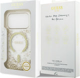 Guess Resin Bottom Glitter Case with MagSafe for iPhone 17/18 Pro 6.3" Clear Gold - GUHMP18LRGRGED