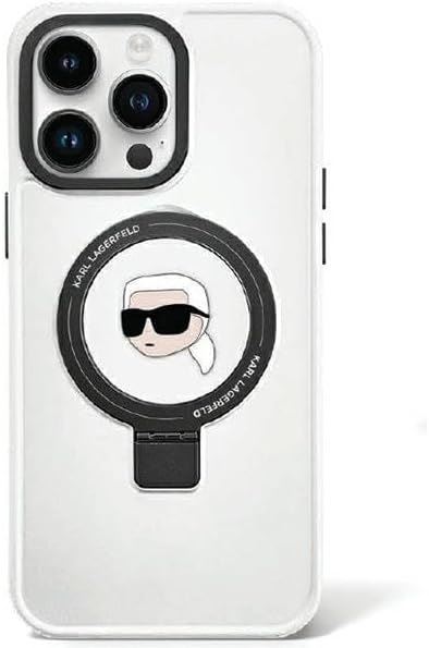 Karl Lagerfeld Karl Head with MagSafe & Ring Stand for iphone 15 Pro 6.1" Transparent - KLHMP15LHMRSKHH