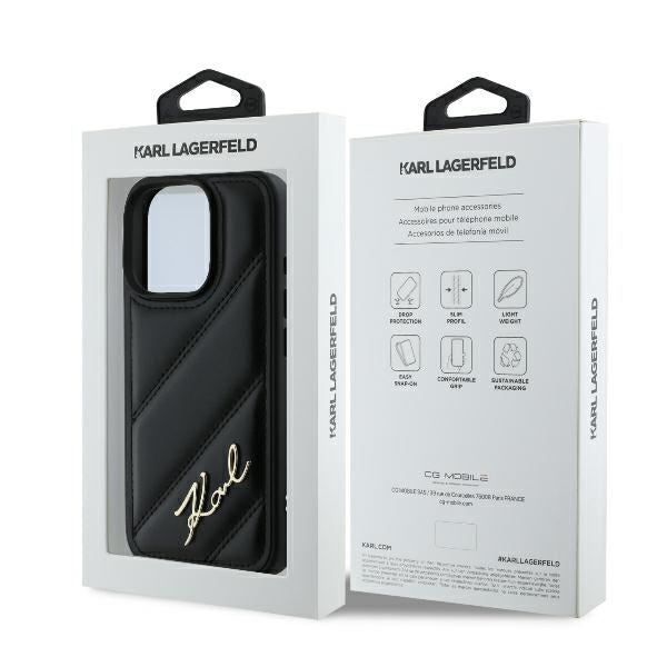Karl Lagerfeld Quilted Signature Case for iPhone 16 Pro Max 6.9" Black - KLHCP16XPQDSMGK